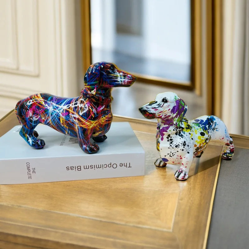 Dachshund and French Bulldog Art Deco Statues