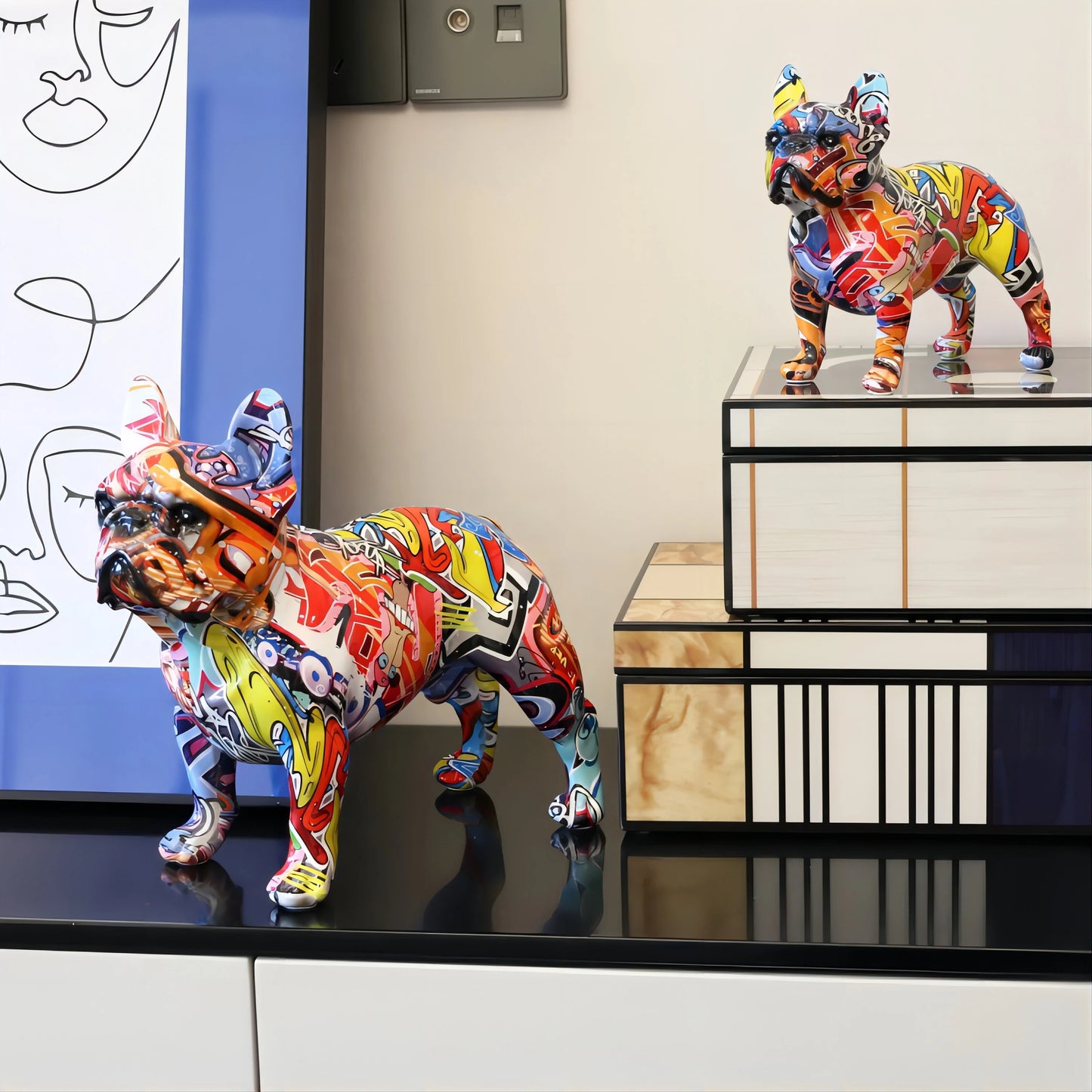 Dachshund and French Bulldog Art Deco Statues